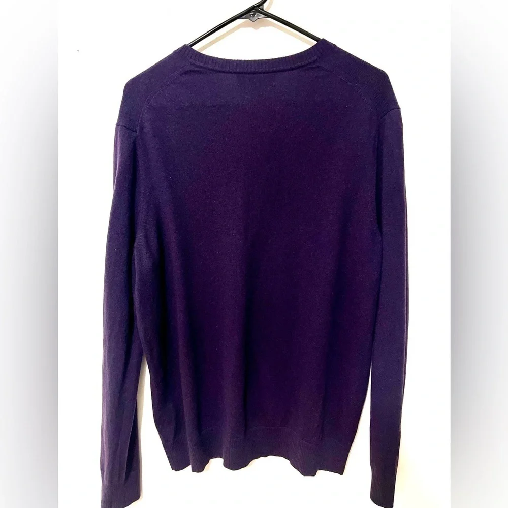 Banana Republic Sweater Mens XL Purple Extra Fine 100% Merino Wool V-Neck Pullon